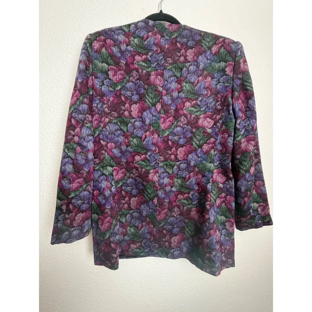 Christian Dior Separates Vintage Wool Floral Blazer‎ Purple Magenta Size 14 y2k